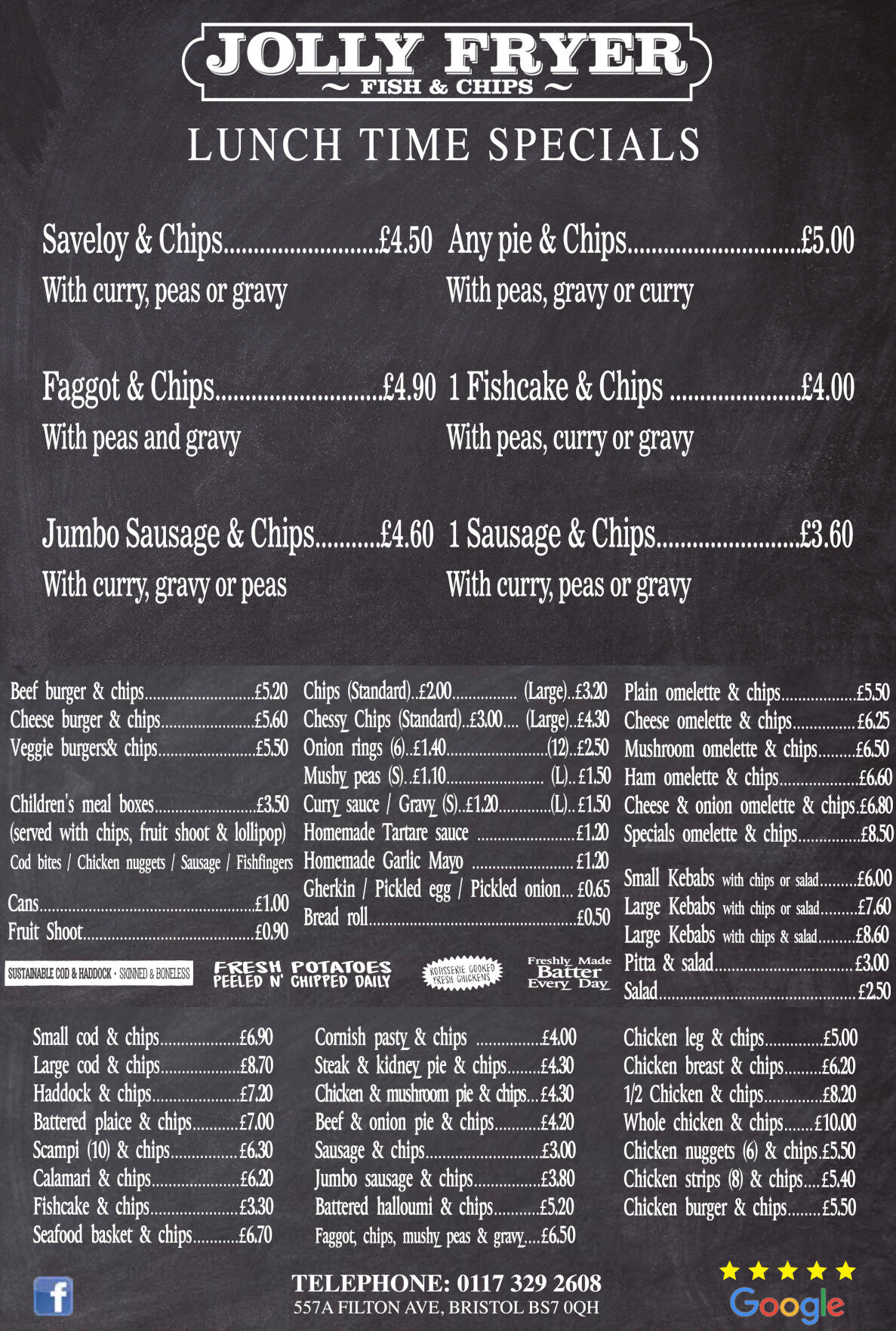 Menu The Jolly Fryer